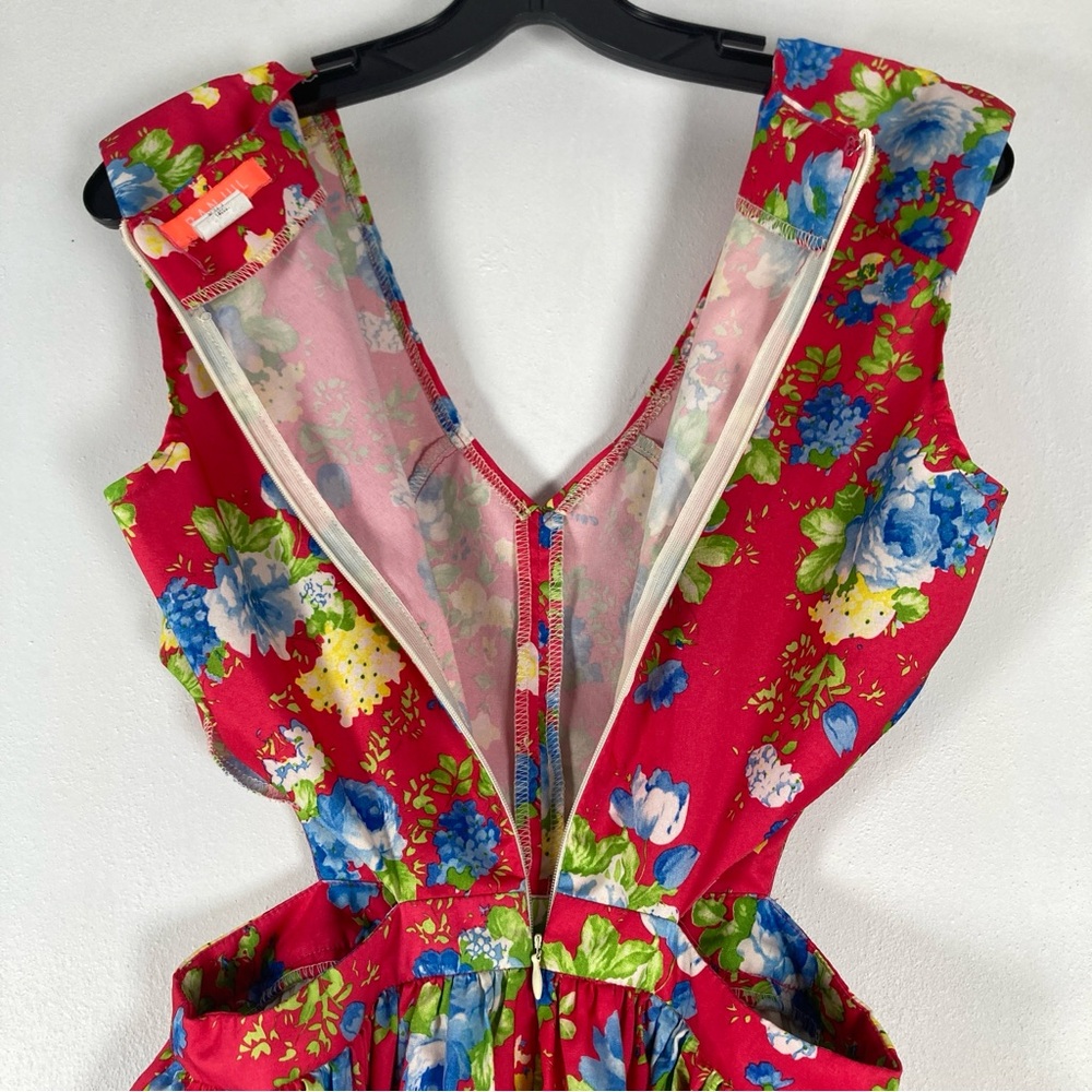 Banjul Dress Women S Sleeveles Cut Out Round Neck Floral Strech Multicolored - Picture 7 of 11